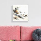 Classical Chinese Ink Wash Clouds - Elegant Grey a Leinwanddruck (Insitu (Wohnzimmer))