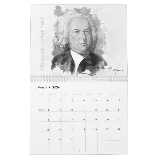 Classical Composers Calendar Kalender (Mär 2026)