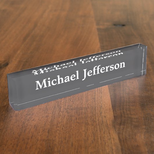 Classical Creative Trendy Dark Grey & White Namensplakette (Seite)