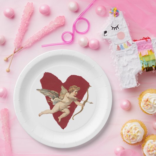 Classical Cupid Romantic Modern Wedding Elegant Pappteller (Party)