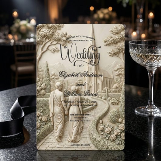 Classical Dark Academia Grecian Art Wedding Einladung