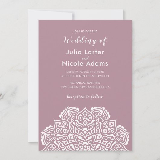 Classical Geometric Mandala Pattern Wedding Einladung (Vorderseite)