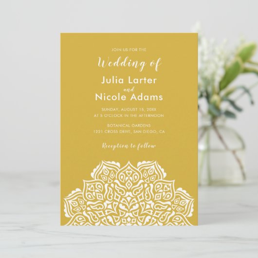 Classical Geometric Mandala Pattern Wedding Einladung (Stehend Vorderseite)