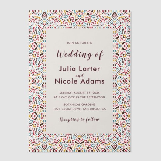 Classical Geometric Mandala Pattern Wedding Pergament Einladungen (Vorderseite)