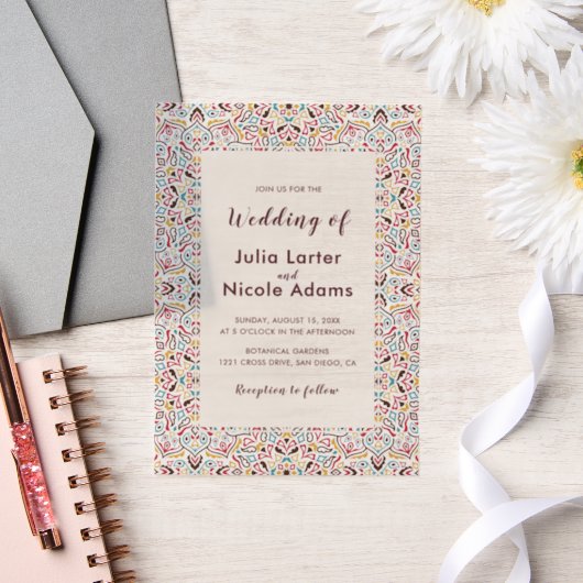 Classical Geometric Mandala Pattern Wedding Pergament Einladungen (Hochzeit)