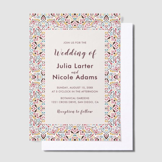Classical Geometric Mandala Pattern Wedding Pergament Einladungen (Versetzt)