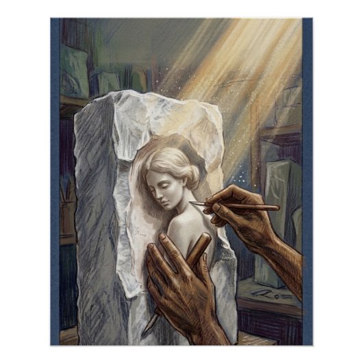 Classical Marble Carving Illustration Poster (Vorderseite)