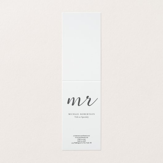 Classical Monogram Grey White Minimalist Plain Visitenkarten (Außenseite Aufgefaltet)