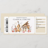 Classical Music Ticket Gift Certificate Einladung (Vorne/Hinten)