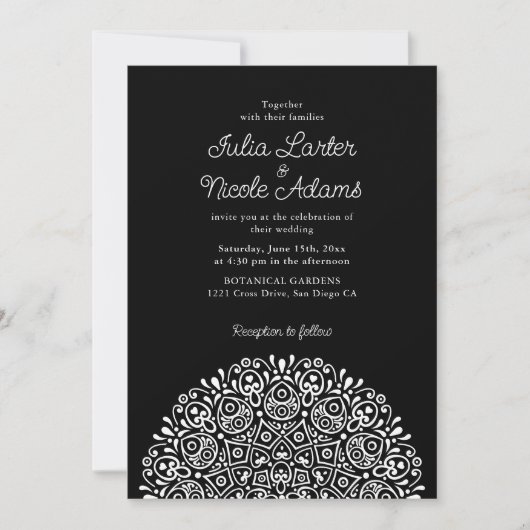 Classical Ornate Art Deco Style Mandala Wedding Einladung (Vorderseite)