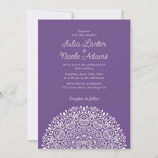 Classical Ornate Art Deco Style Mandala Wedding Einladung (Vorderseite)