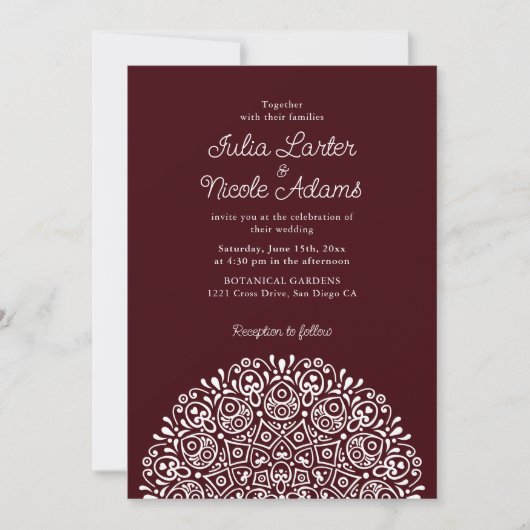 Classical Ornate Art Deco Style Mandala Wedding Einladung (Vorderseite)