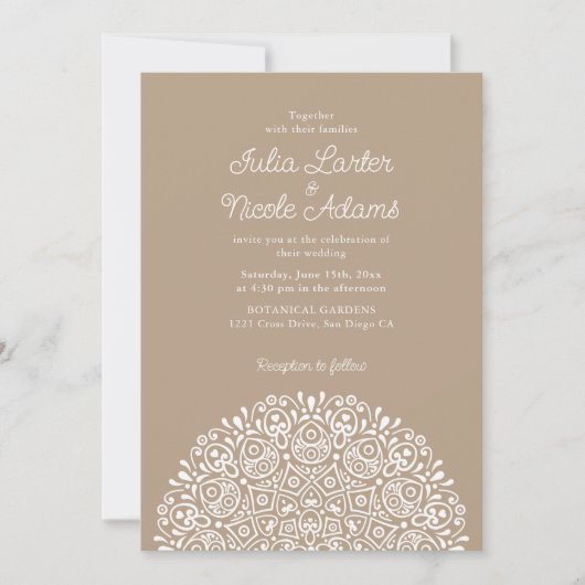 Classical Ornate Art Deco Style Mandala Wedding Einladung (Vorderseite)