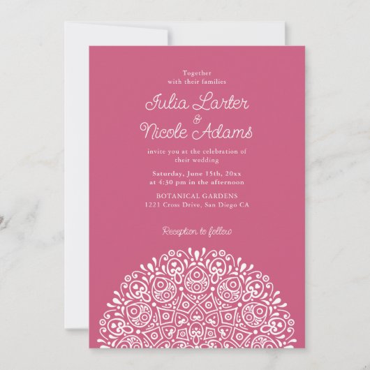 Classical Ornate Art Deco Style Mandala Wedding Einladung (Vorderseite)