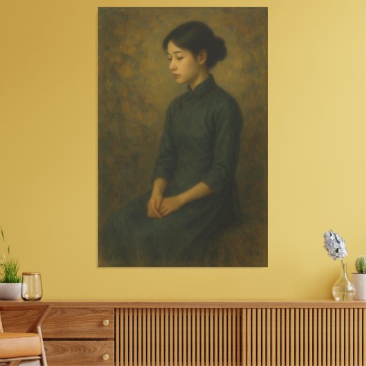 Classical Portrait of a Lady | Fine Art Oil Painti Leinwanddruck (Insitu (Wohnzimmer))