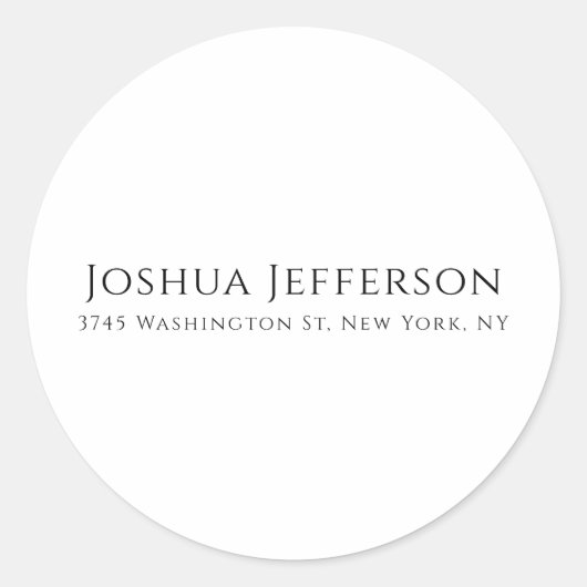 Classical Professional Creative Plain Black White Runder Aufkleber (Vorderseite)