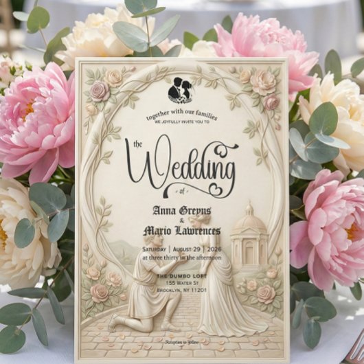 Classical Regency Garden Proposal Scene Wedding Einladung