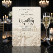 Classical Romantic Church Scene Wedding Einladung