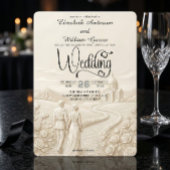 Classical Romantic Church Scene Wedding Einladung