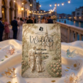 Classical Romantic Old World Chapel Wedding Einladung