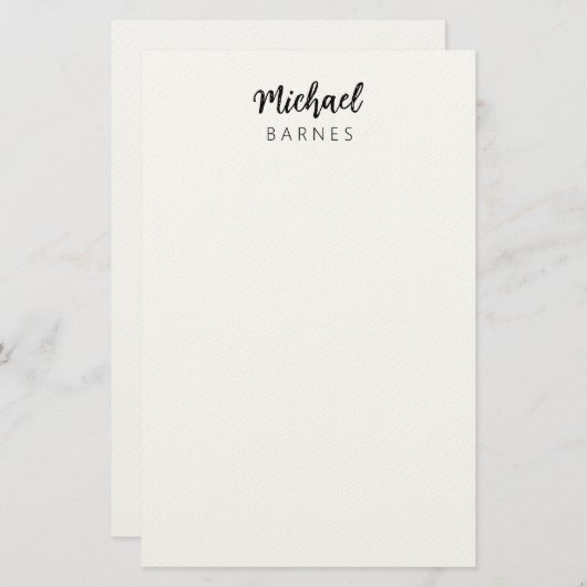 Classical White Minimalist Plain Elegant Briefpapier (Vorne/Hinten)