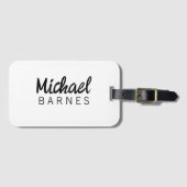 Classical White Minimalist Plain Elegant Gepäckanhänger (Vorderseite (Horizontal))