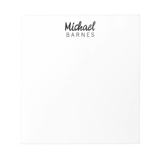 Classical White Minimalist Plain Elegant Notizblock (Vorderseite)