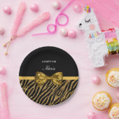 Classly Goldzebra-Druck IMITAT Glitz-Bogen mit Pappteller (Party)