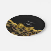 Classly Goldzebra-Druck IMITAT Glitz-Bogen mit Pappteller (Schrägansicht)