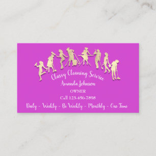 Classreinigungsdienste Gold-Logo-Maid Pink 3D Visitenkarte