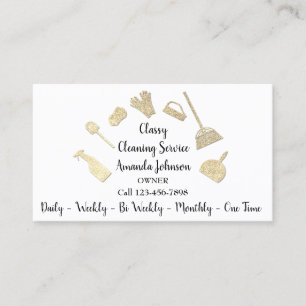 Classreinigungsdienste Gold-Logo-Maid weiß Visitenkarte