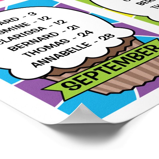 Classroom Birthday Board in Candy Theme Poster (Ecke)