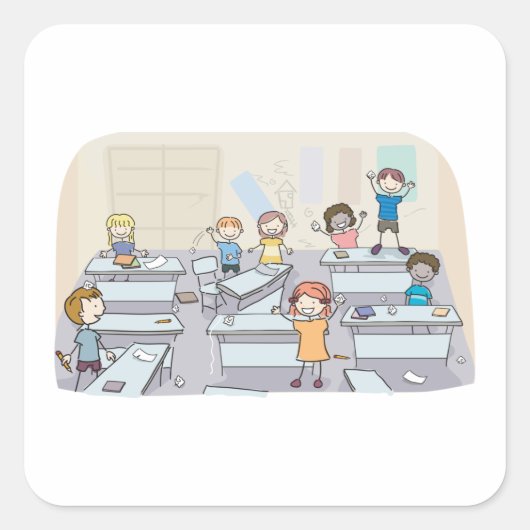 Classroom Chaos Square Sticker (Vorderseite)