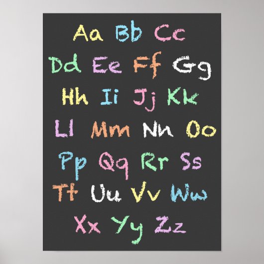 Classroom Pastel Alphabet Chalkboard Poster (Vorne)