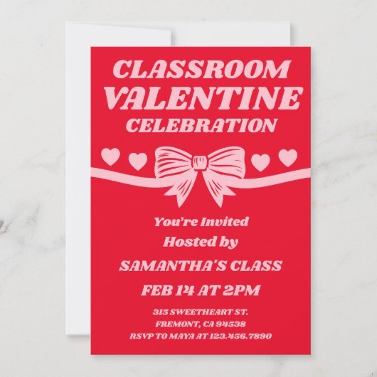 Classroom Valentine Celebration Einladung (Vorderseite)