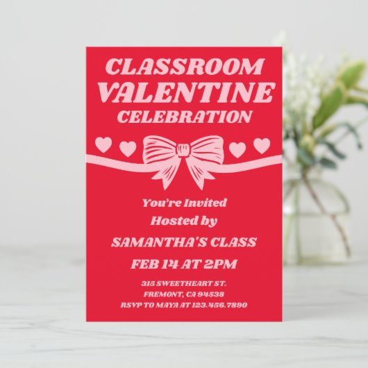 Classroom Valentine Celebration Einladung (Stehend Vorderseite)