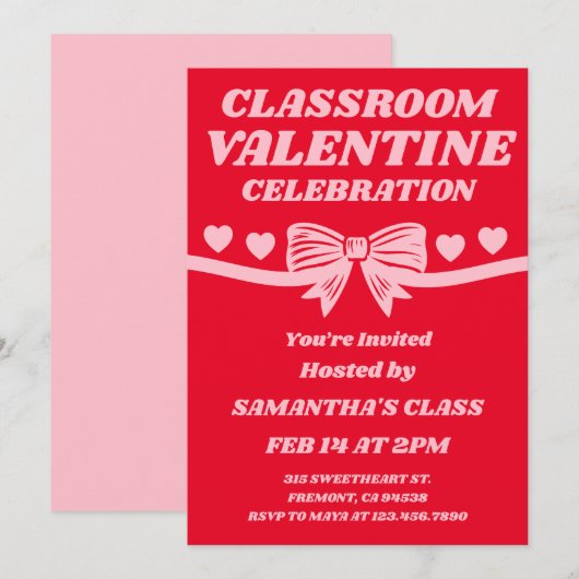 Classroom Valentine Celebration Einladung (Vorne/Hinten)