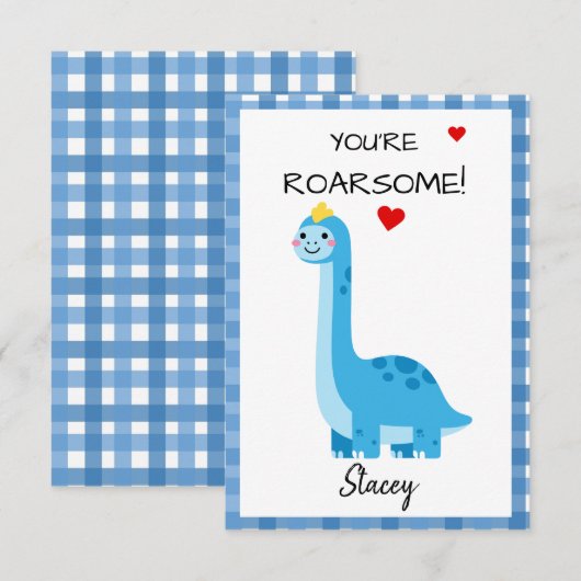 Classroom Valentine Dinosaur You're Roarsome! (Vorne/Hinten)