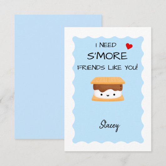 Classroom Valentine "I need s'more friends like u' (Vorne/Hinten)