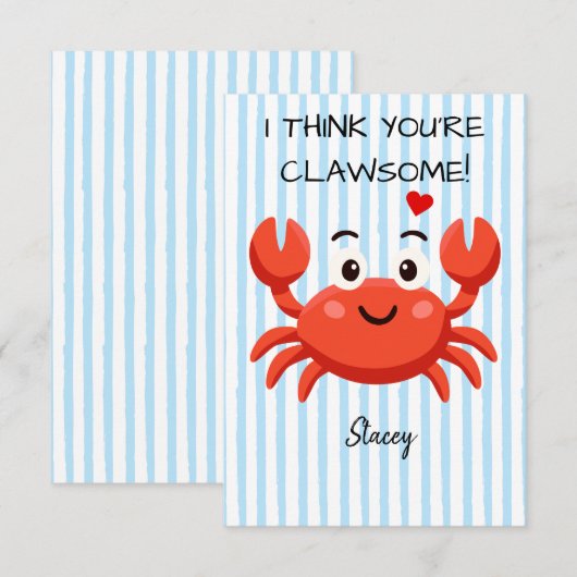 Classroom Valentine "I think you're claw-some" (Vorne/Hinten)