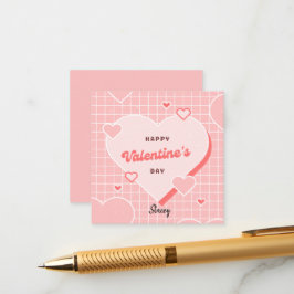 Classroom Valentine Pink and White Grid Design Begleitkarte