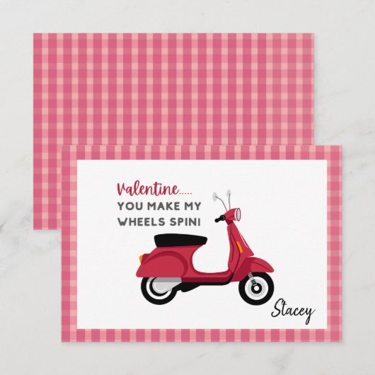 Classroom Valentine Pink "You make my Wheels Spin" (Vorne/Hinten)