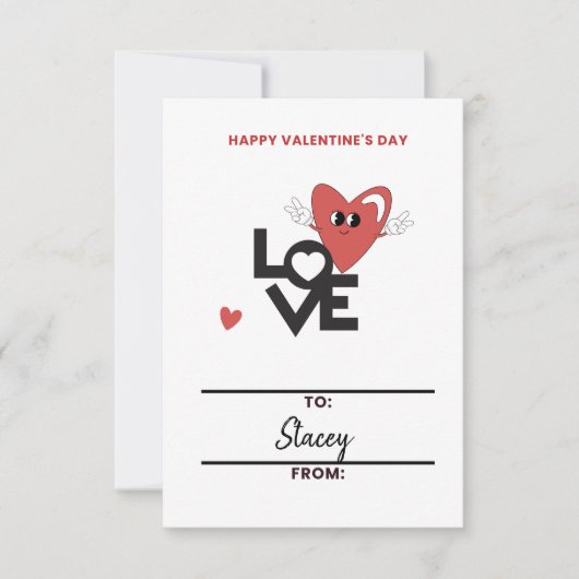 Classroom Valentine Red Heart Card (Vorderseite)