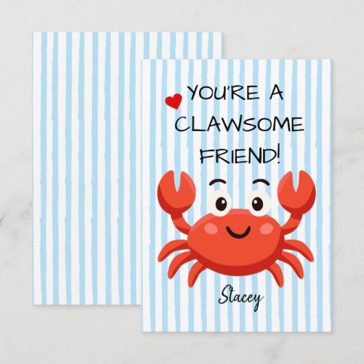 Classroom Valentine "You're a Clawsom Friend" (Vorne/Hinten)
