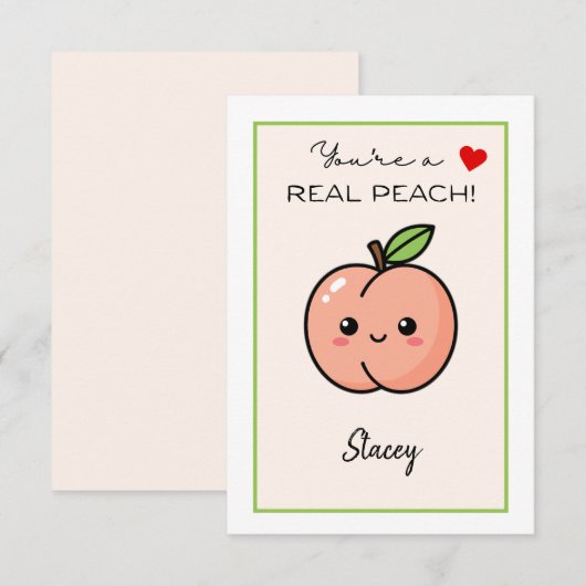 Classroom Valentine "You're a Real Peach" (Vorne/Hinten)