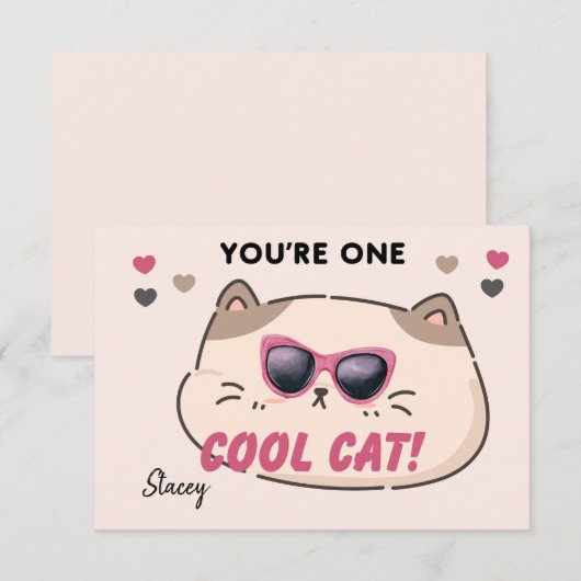 Classroom Valentine "You're One Cool Cat" (Vorne/Hinten)