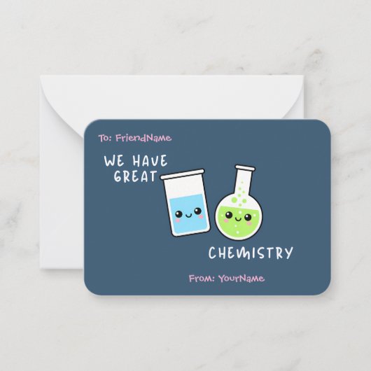 Classroom Valentines Card We Have Great Chemistry Mitteilungskarte (Vorderseite)