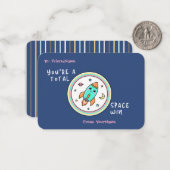 Classroom Valentines Card You’re a Total Space Win Mitteilungskarte (Vorderseite/Rückseite Beispiel)