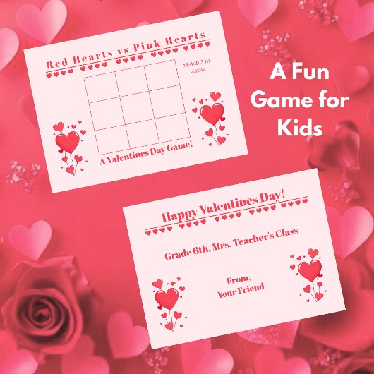 Classroom Valentine's Day Card Game-3 in a Row Mitteilungskarte
