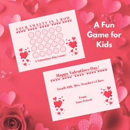 Classroom Valentine's Day Card Game-Four in a Row Mitteilungskarte